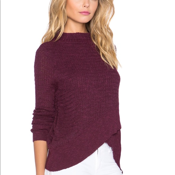 ✨FREE people mock neck wrap sweater,plum color ✨ ✨ - Picture 2 of 4